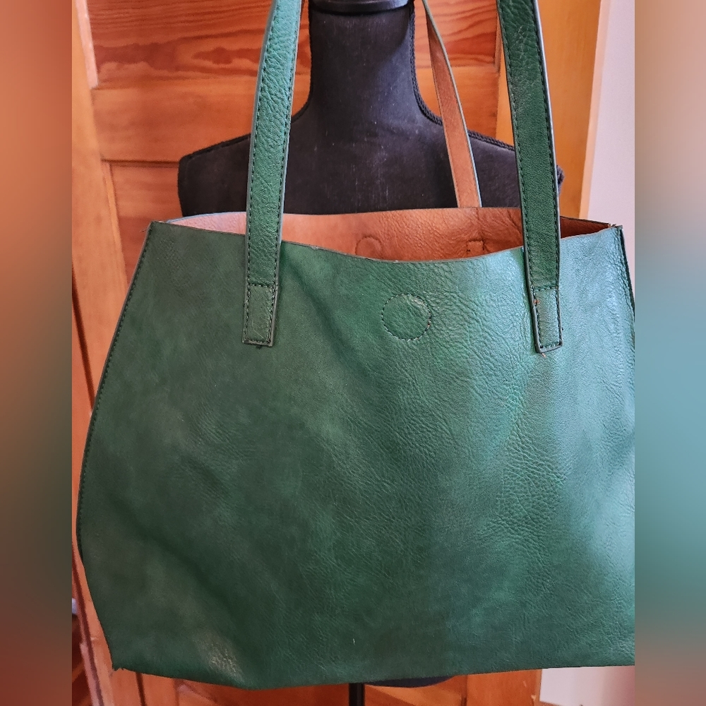 Reversible Green and Brown Tote